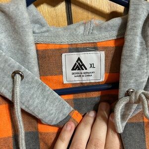 Orange and Gray Plaid Hoodie